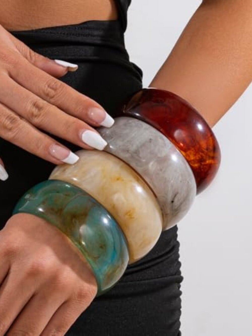 4Pcs Acrylic‎ Big Bangle Bracelets for Women